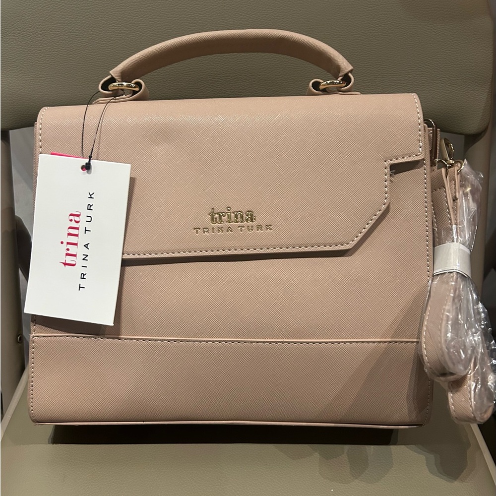 Trina Turk Nude Blush Top-Handle Satchel with Detachable Strap